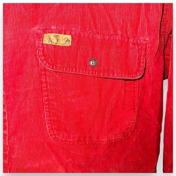80s Chaps Ralph Lauren Red Corduroy Button Down Shirt M - Picture 3 of 7